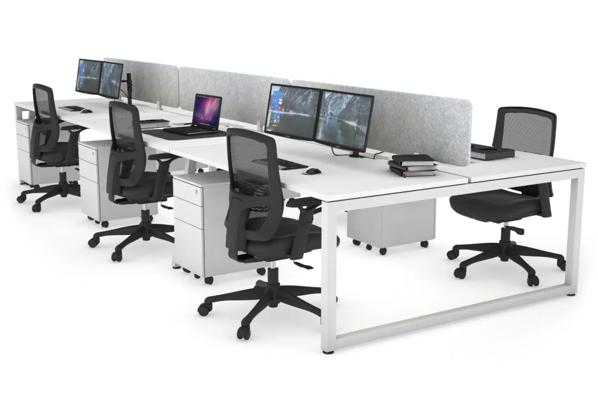 Quadro Loop Legs 6 Person Office Workstation [1600L x 800W with Cable Scallop]