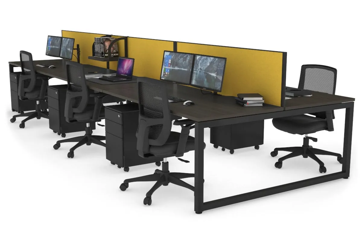 Quadro Loop Legs 6 Person Office Workstation [1600L x 800W with Cable Scallop]