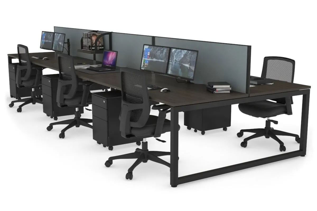 Quadro Loop Legs 6 Person Office Workstation [1600L x 800W with Cable Scallop]