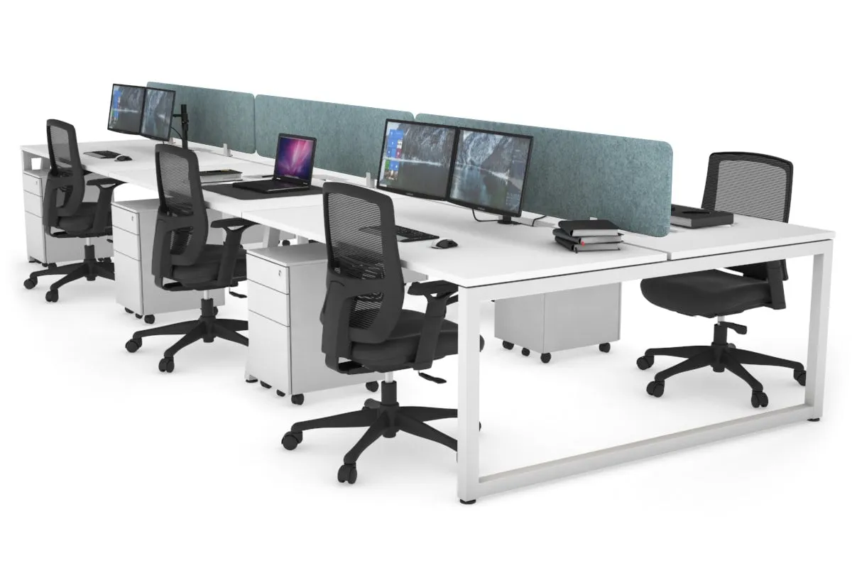 Quadro Loop Legs 6 Person Office Workstation [1600L x 800W with Cable Scallop]