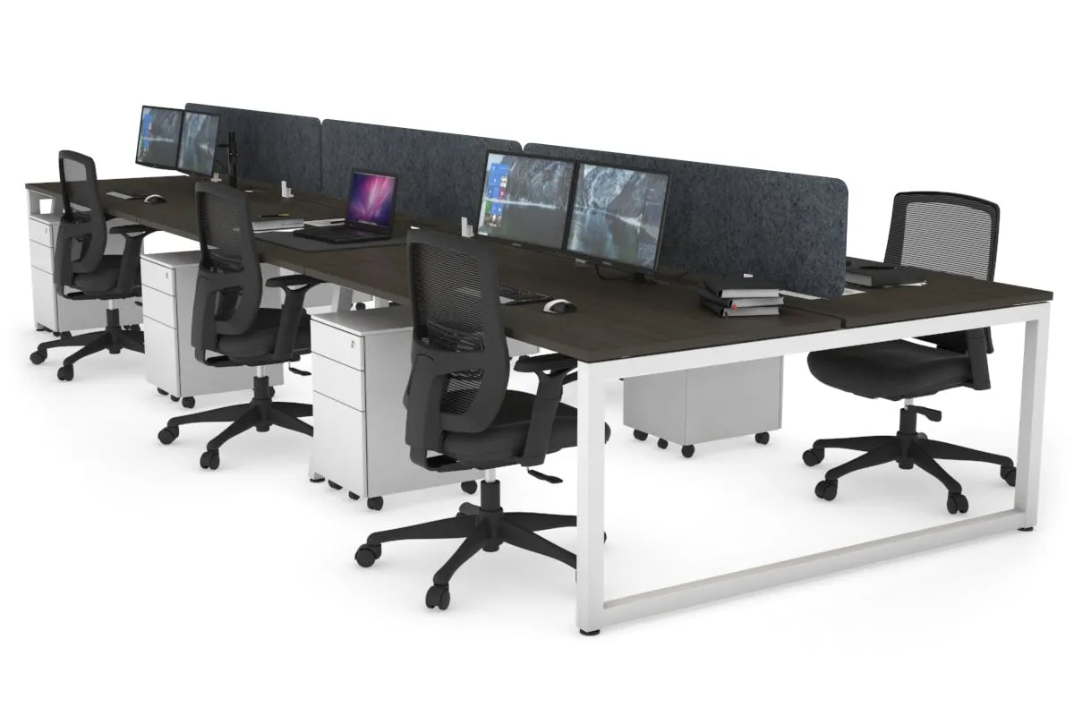 Quadro Loop Legs 6 Person Office Workstation [1600L x 800W with Cable Scallop]