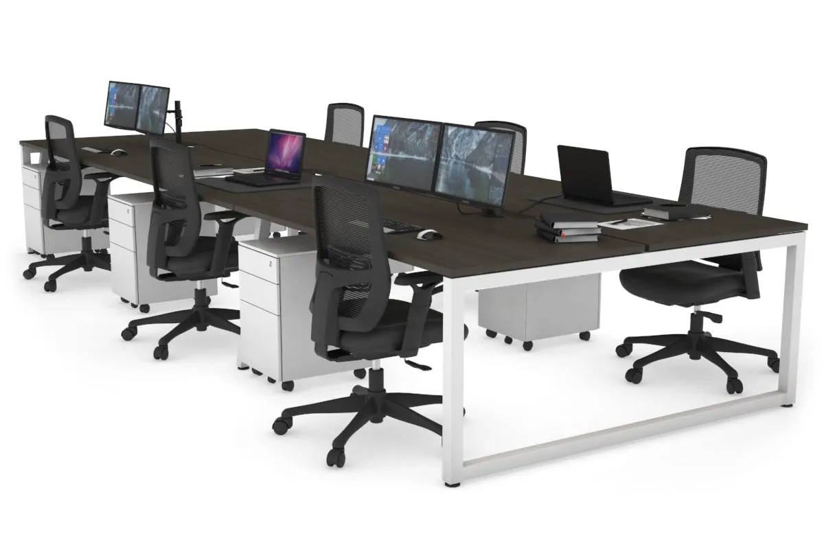 Quadro Loop Legs 6 Person Office Workstation [1600L x 800W with Cable Scallop]