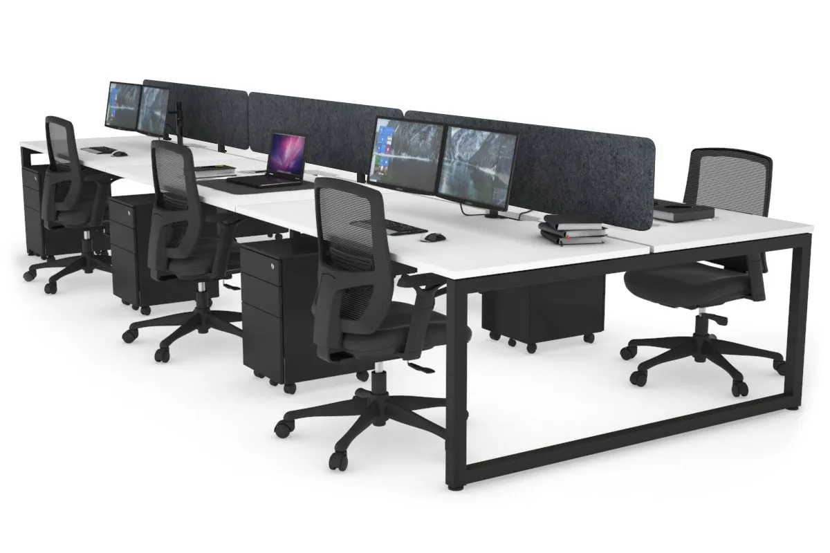 Quadro Loop Legs 6 Person Office Workstation [1600L x 800W with Cable Scallop]