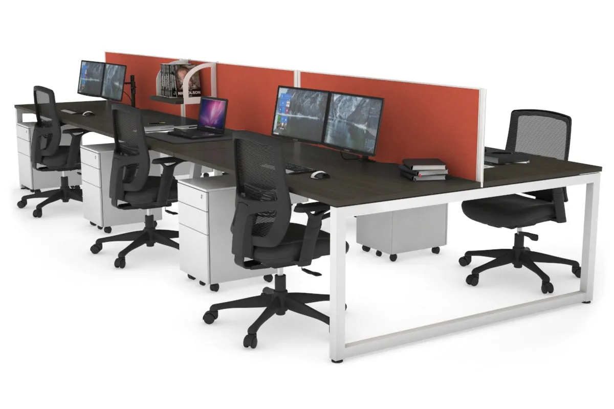 Quadro Loop Legs 6 Person Office Workstation [1600L x 800W with Cable Scallop]