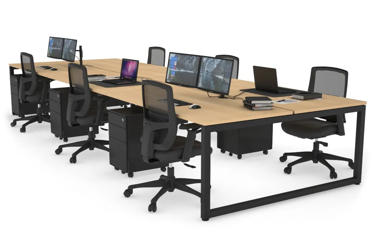 Quadro Loop Legs 6 Person Office Workstation [1600L x 800W with Cable Scallop]