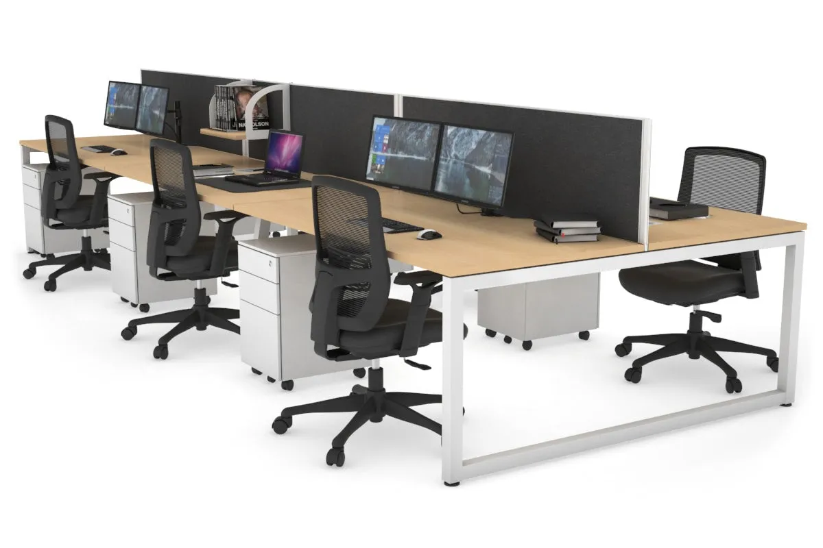 Quadro Loop Legs 6 Person Office Workstation [1600L x 800W with Cable Scallop]