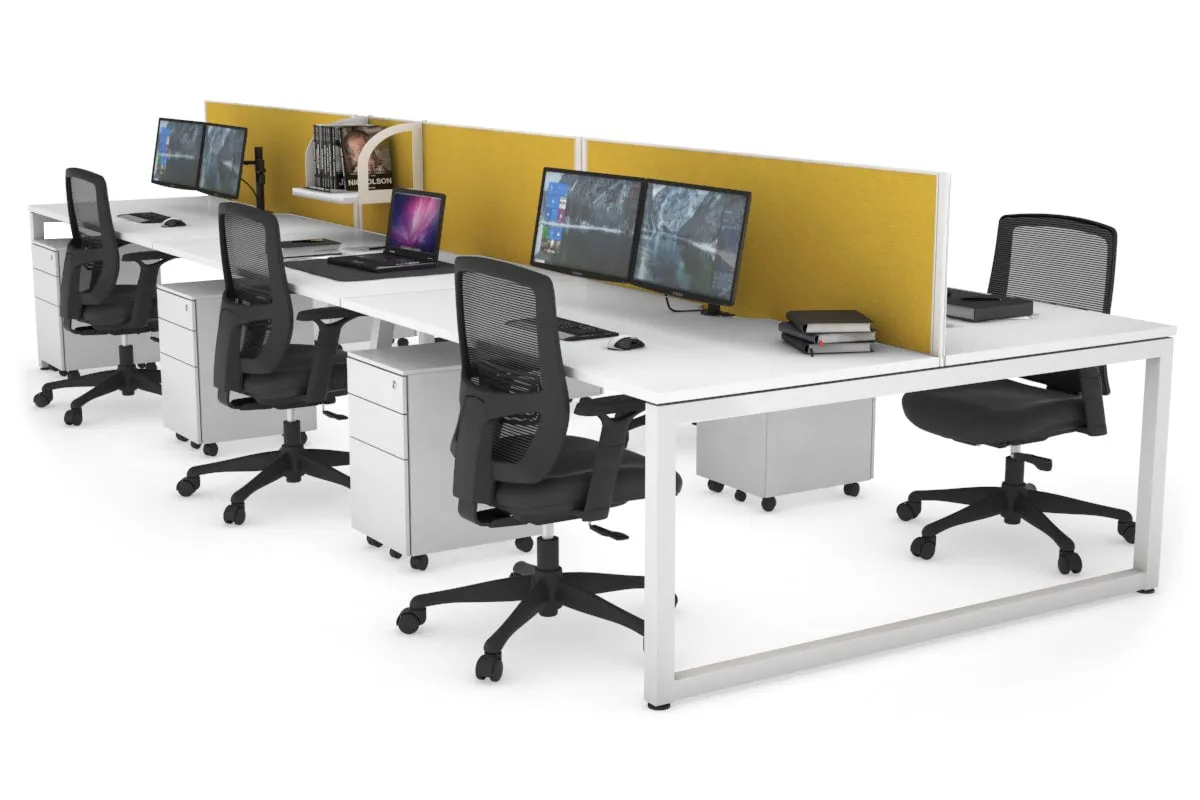 Quadro Loop Legs 6 Person Office Workstation [1600L x 800W with Cable Scallop]