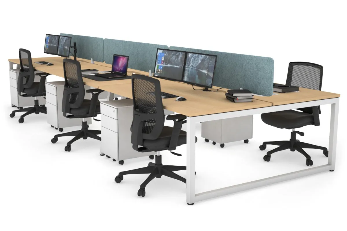 Quadro Loop Legs 6 Person Office Workstation [1600L x 800W with Cable Scallop]