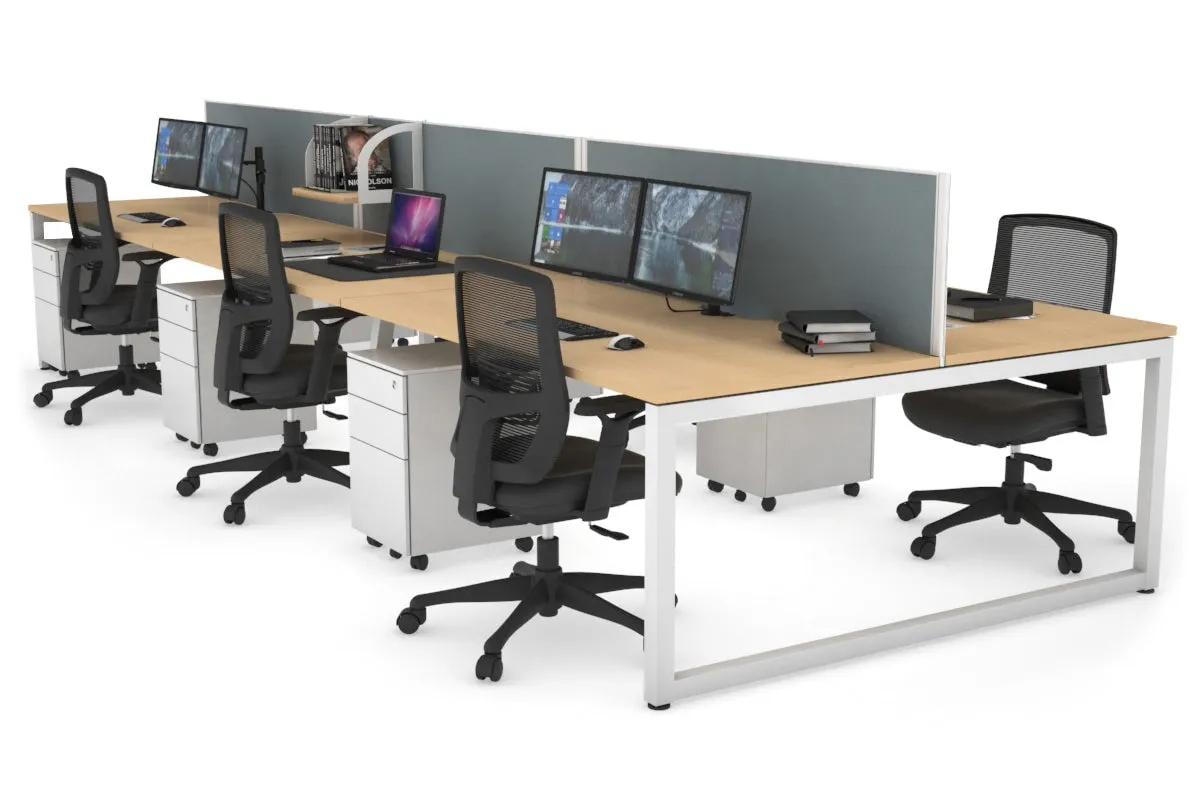 Quadro Loop Legs 6 Person Office Workstation [1600L x 800W with Cable Scallop]