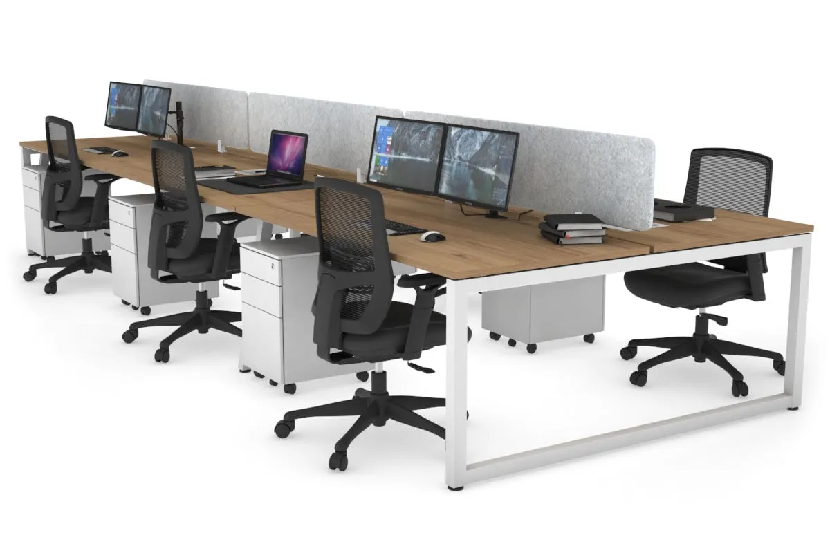 Quadro Loop Legs 6 Person Office Workstation [1600L x 800W with Cable Scallop]