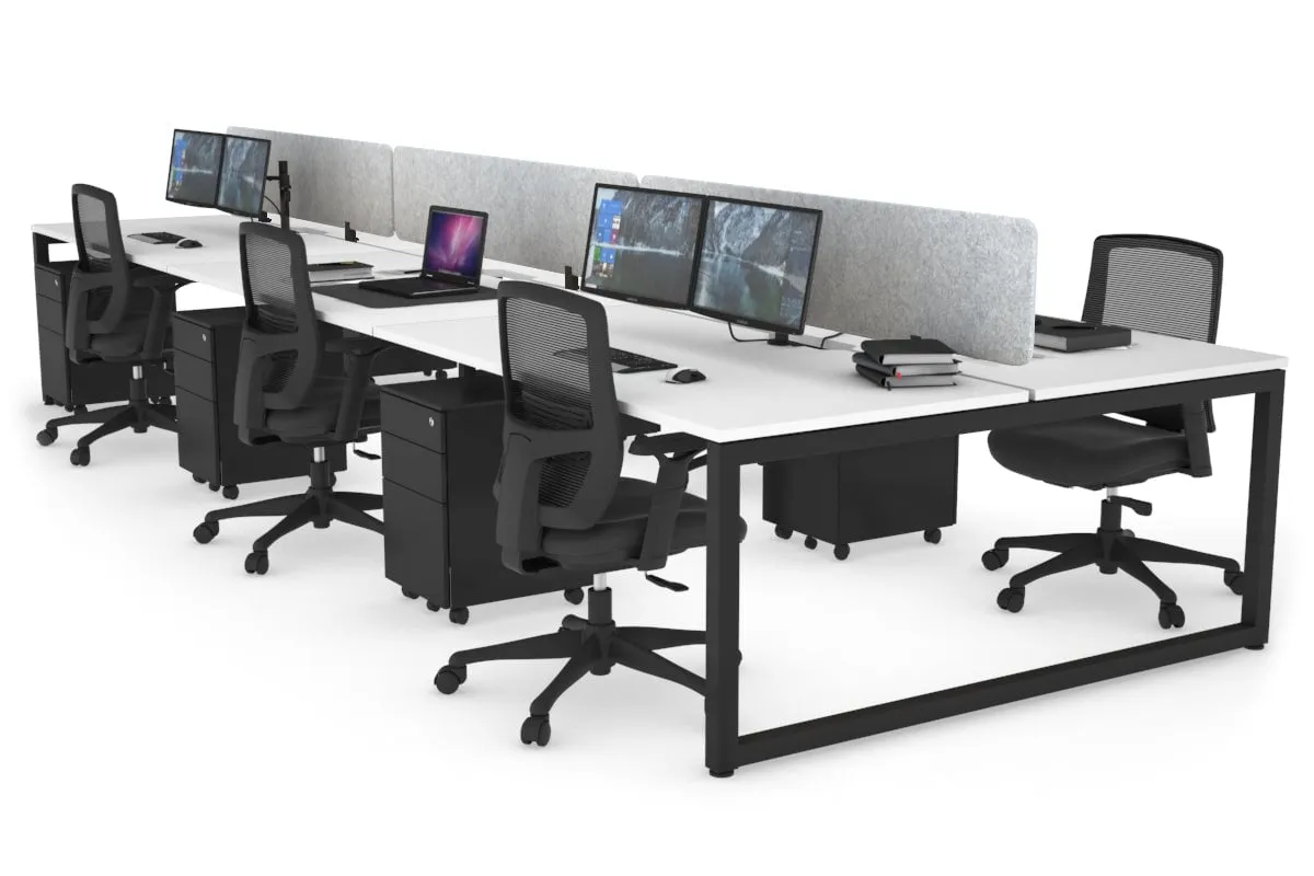 Quadro Loop Legs 6 Person Office Workstation [1600L x 800W with Cable Scallop]