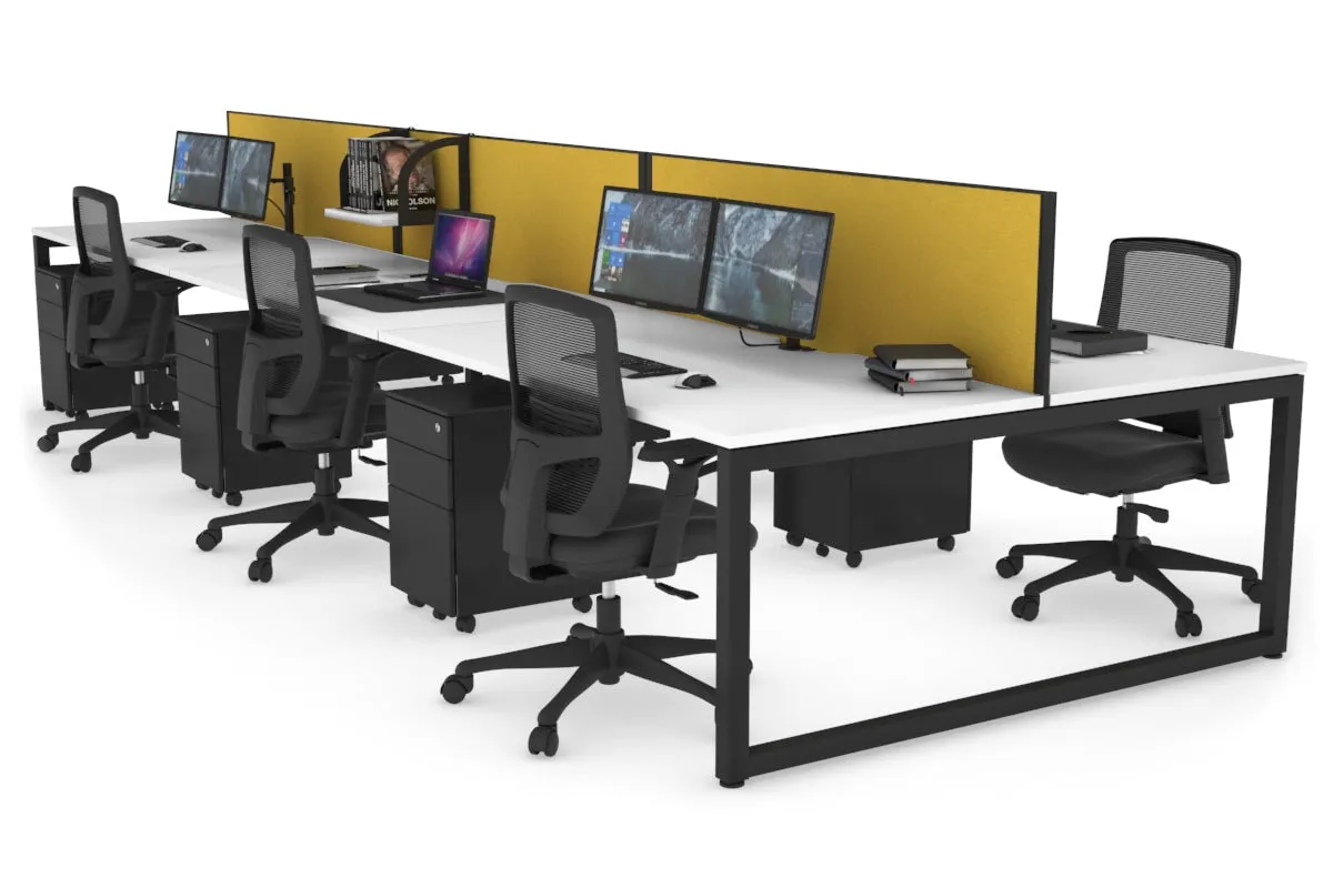 Quadro Loop Legs 6 Person Office Workstation [1600L x 800W with Cable Scallop]