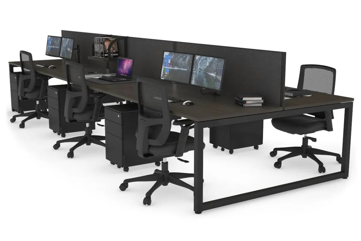 Quadro Loop Legs 6 Person Office Workstation [1600L x 800W with Cable Scallop]