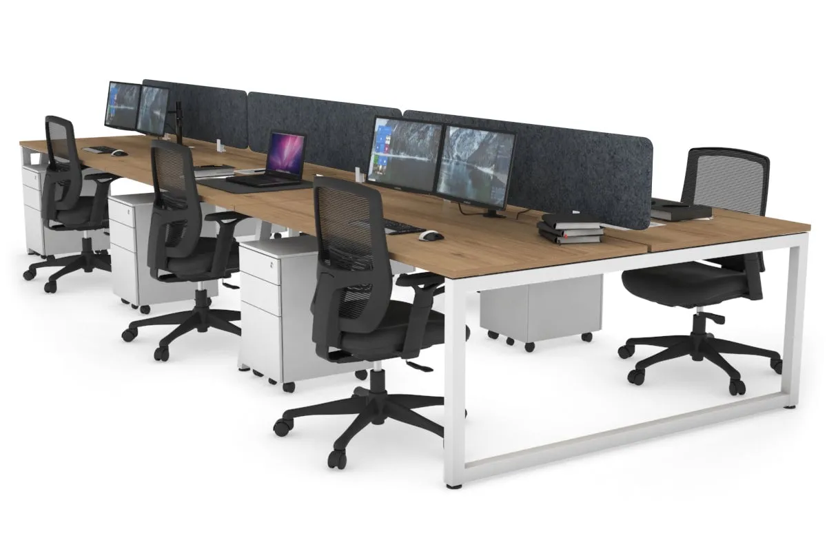 Quadro Loop Legs 6 Person Office Workstation [1600L x 800W with Cable Scallop]