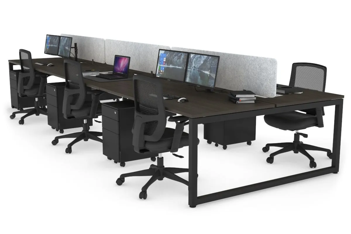 Quadro Loop Legs 6 Person Office Workstation [1600L x 800W with Cable Scallop]