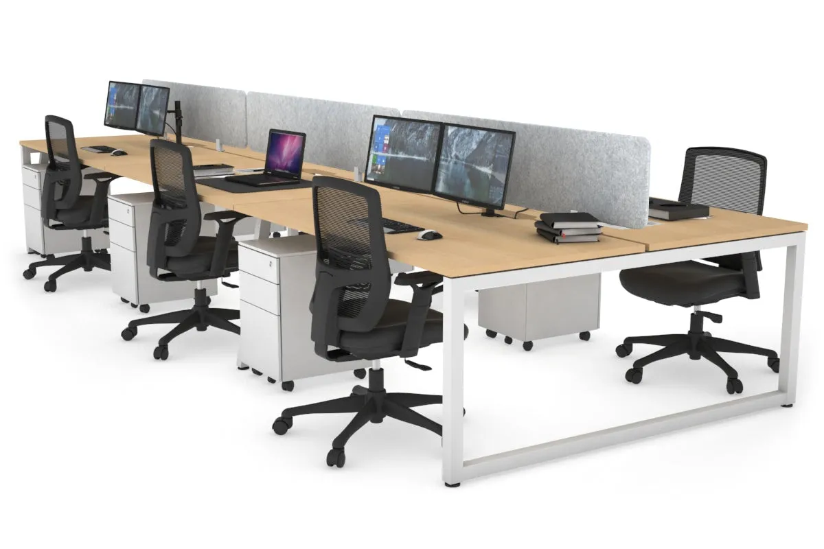 Quadro Loop Legs 6 Person Office Workstation [1600L x 800W with Cable Scallop]