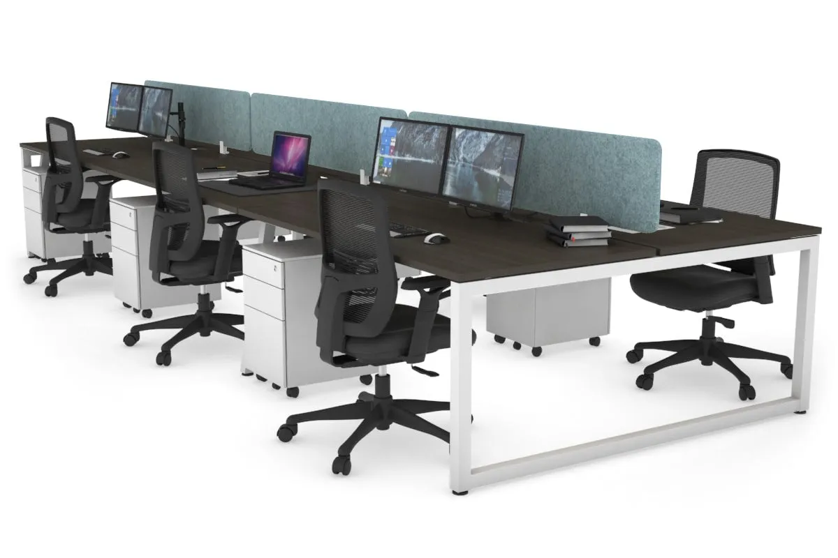 Quadro Loop Legs 6 Person Office Workstation [1600L x 800W with Cable Scallop]