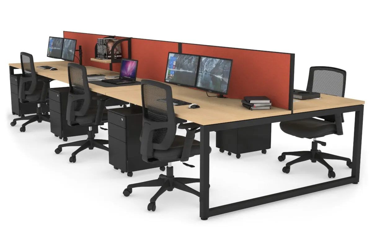 Quadro Loop Legs 6 Person Office Workstation [1600L x 800W with Cable Scallop]