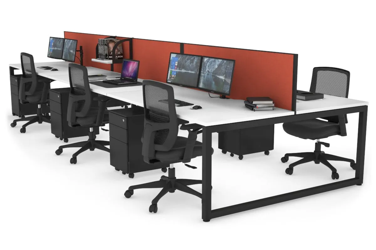 Quadro Loop Legs 6 Person Office Workstation [1600L x 800W with Cable Scallop]