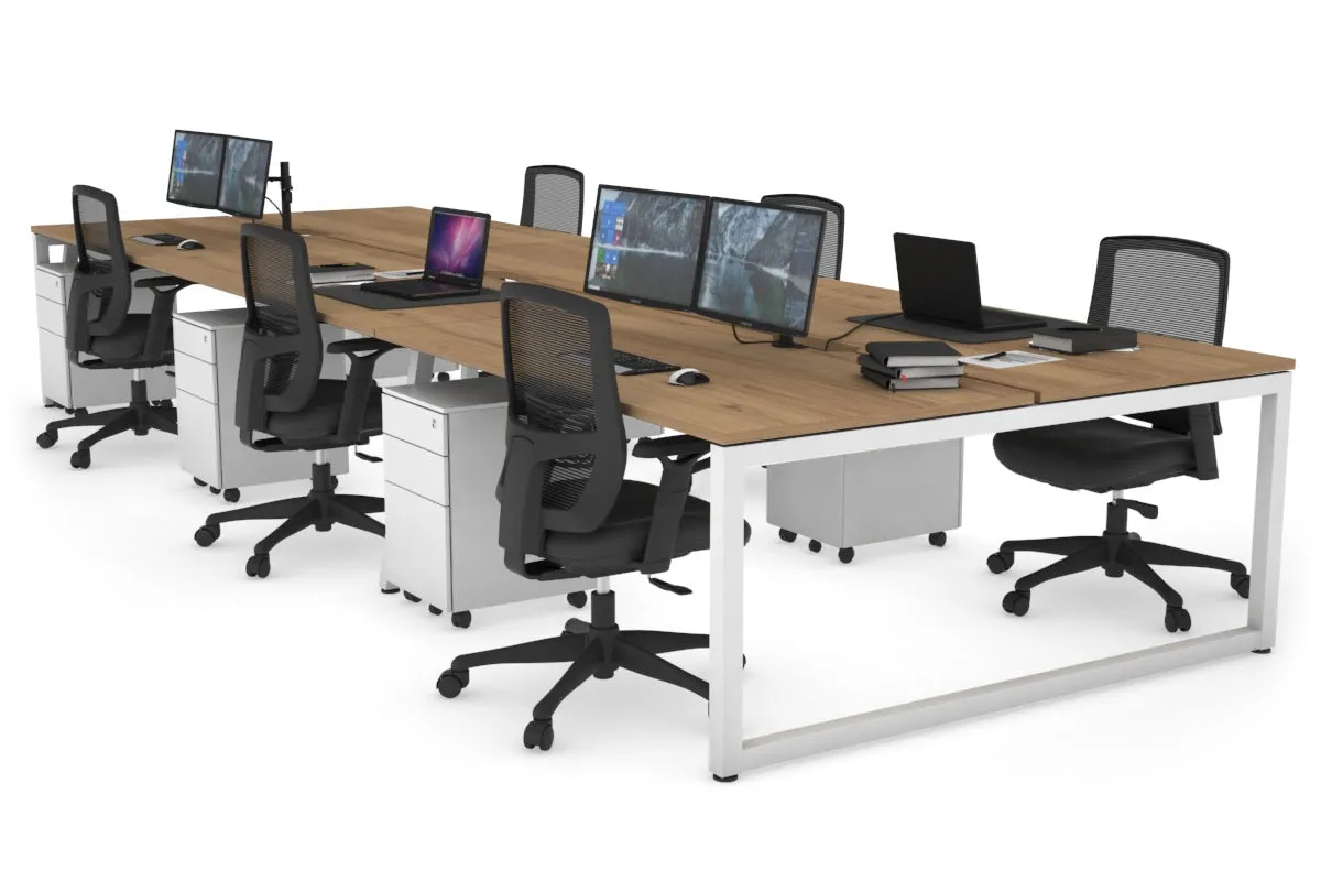 Quadro Loop Legs 6 Person Office Workstation [1600L x 800W with Cable Scallop]