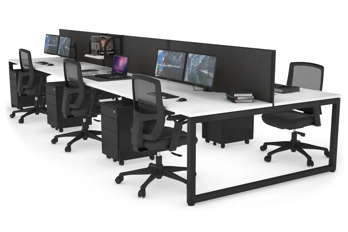 Quadro Loop Legs 6 Person Office Workstation [1600L x 800W with Cable Scallop]