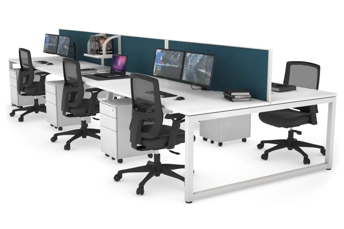 Quadro Loop Legs 6 Person Office Workstation [1600L x 800W with Cable Scallop]