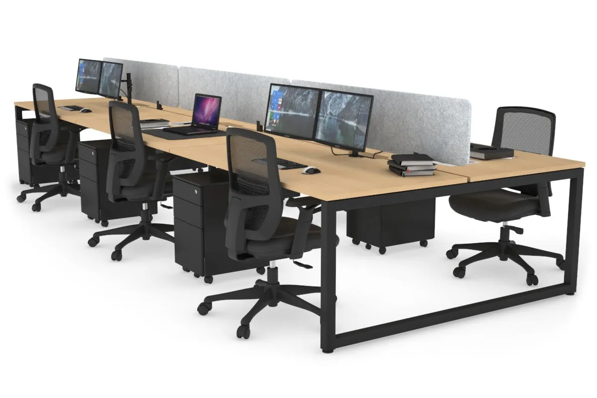 Quadro Loop Legs 6 Person Office Workstation [1600L x 800W with Cable Scallop]