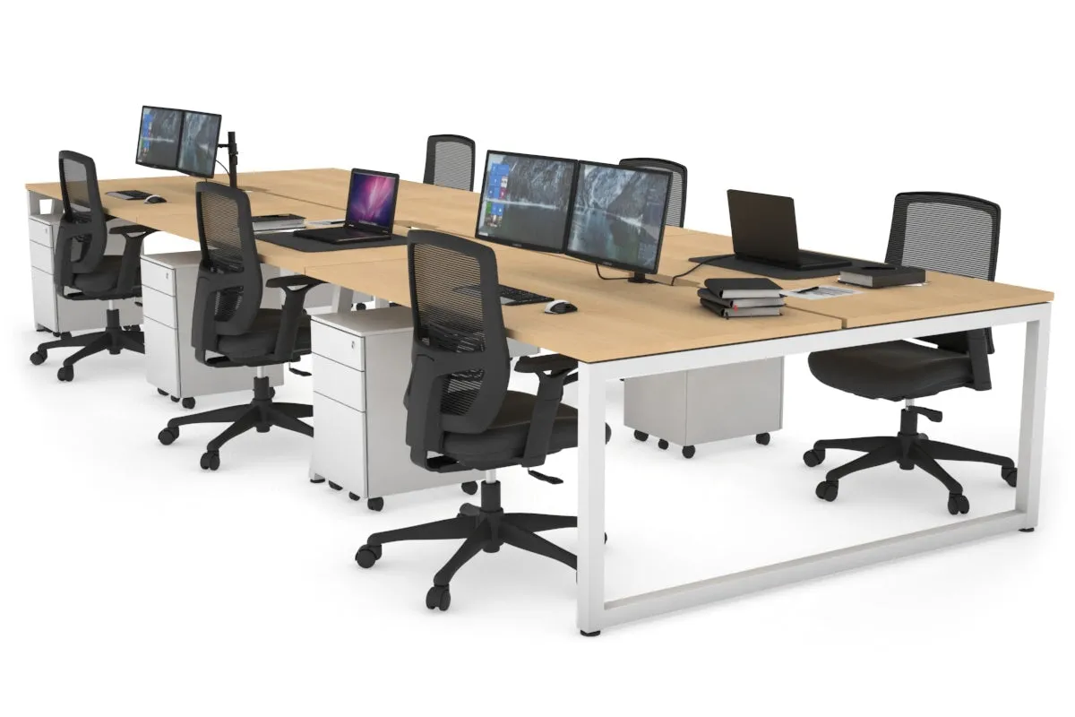 Quadro Loop Legs 6 Person Office Workstation [1600L x 800W with Cable Scallop]