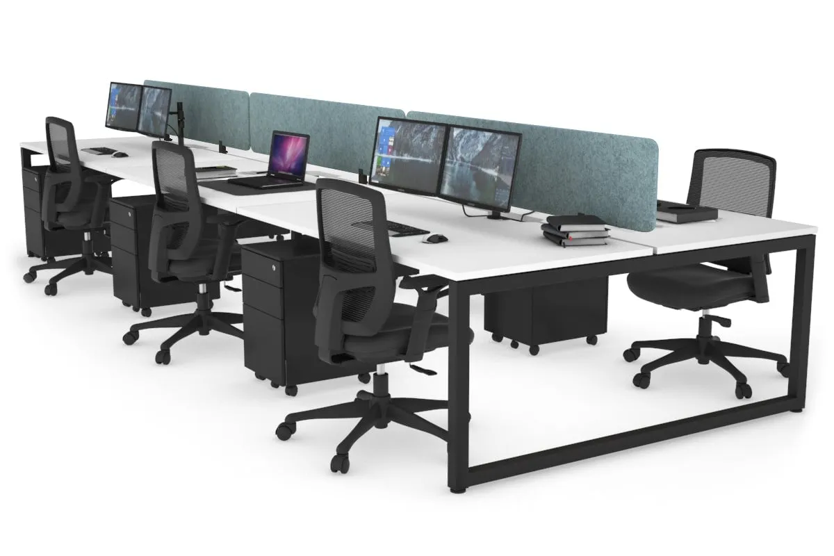 Quadro Loop Legs 6 Person Office Workstation [1600L x 800W with Cable Scallop]