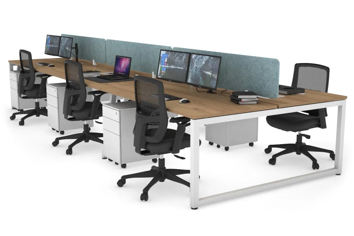 Quadro Loop Legs 6 Person Office Workstation [1600L x 800W with Cable Scallop]