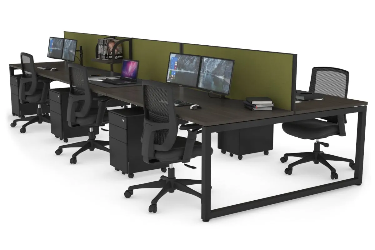 Quadro Loop Legs 6 Person Office Workstation [1600L x 800W with Cable Scallop]