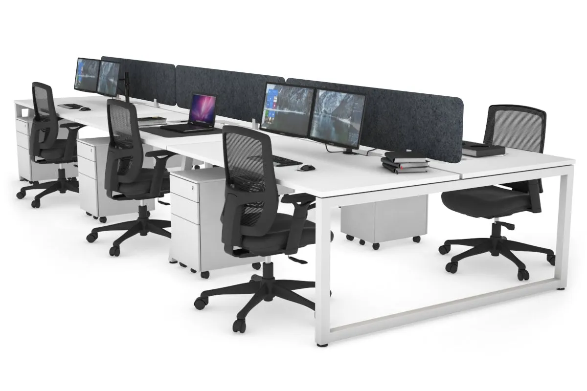 Quadro Loop Legs 6 Person Office Workstation [1600L x 800W with Cable Scallop]