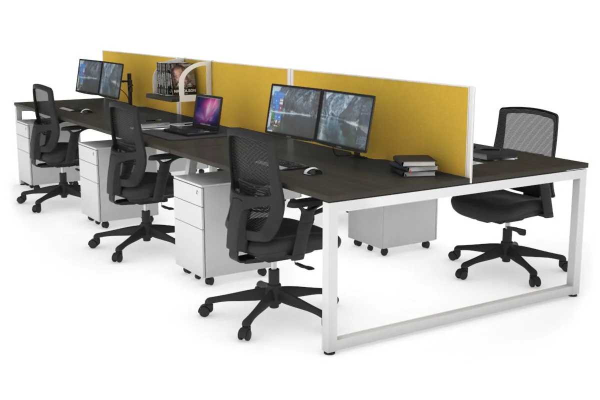 Quadro Loop Legs 6 Person Office Workstation [1600L x 800W with Cable Scallop]