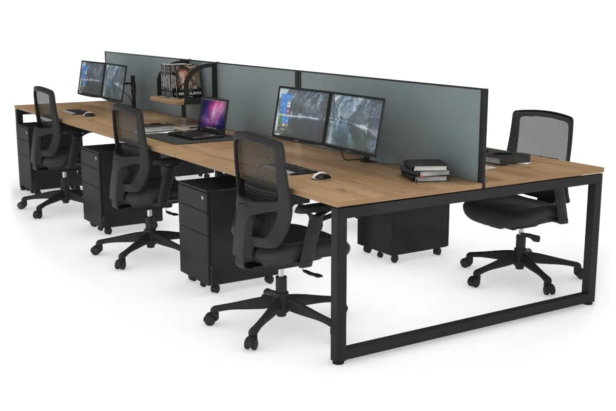 Quadro Loop Legs 6 Person Office Workstation [1600L x 800W with Cable Scallop]