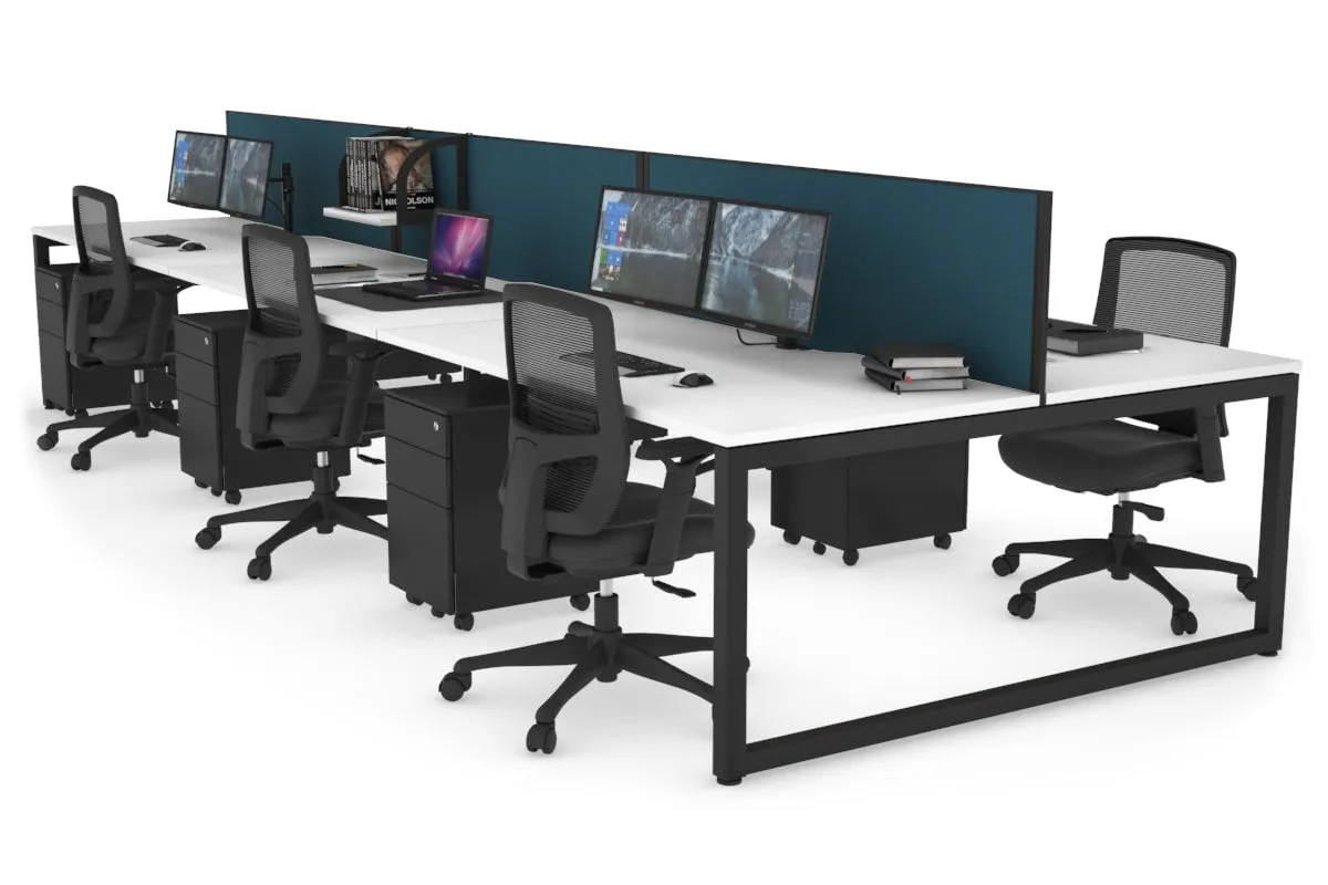 Quadro Loop Legs 6 Person Office Workstation [1600L x 800W with Cable Scallop]