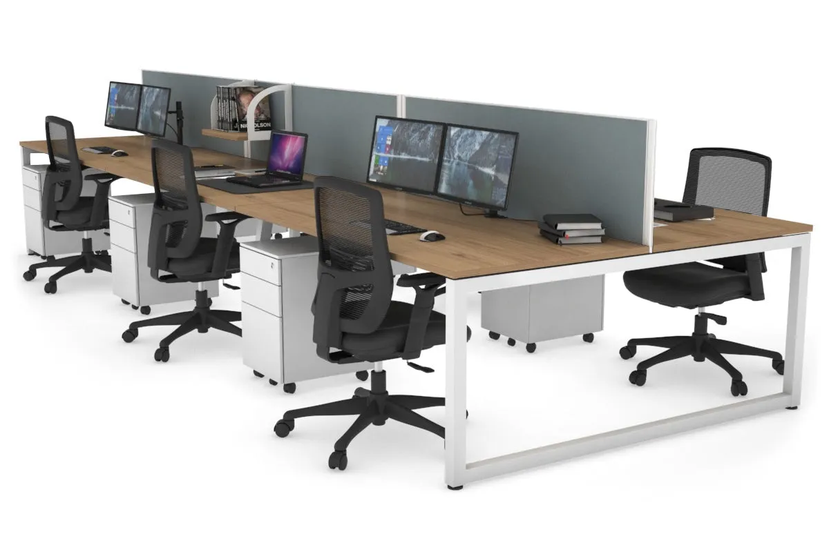 Quadro Loop Legs 6 Person Office Workstation [1600L x 800W with Cable Scallop]