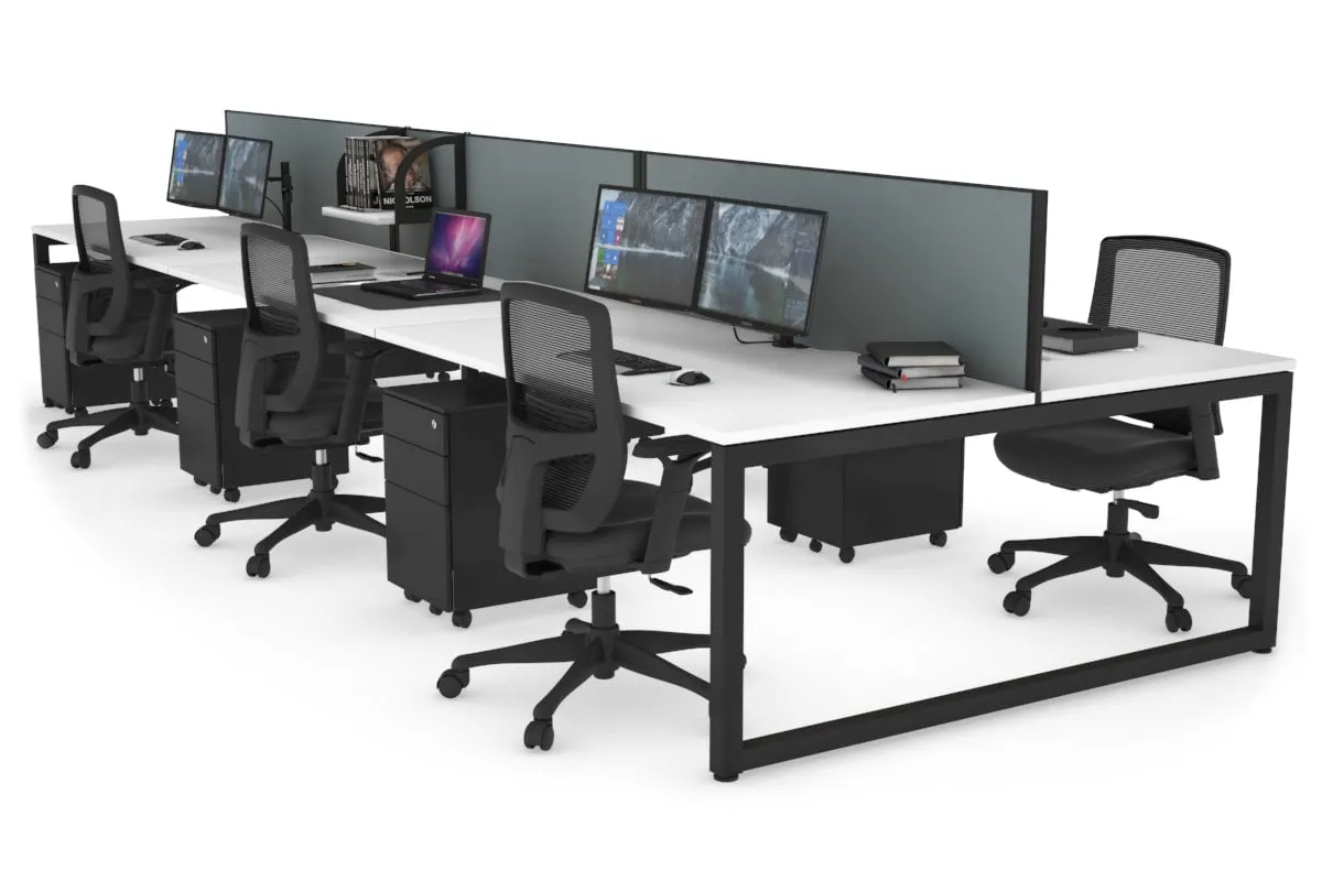 Quadro Loop Legs 6 Person Office Workstation [1600L x 800W with Cable Scallop]