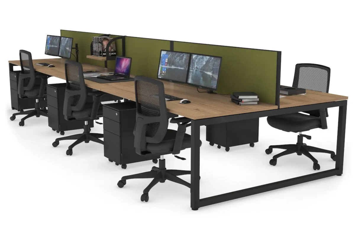 Quadro Loop Legs 6 Person Office Workstation [1600L x 800W with Cable Scallop]