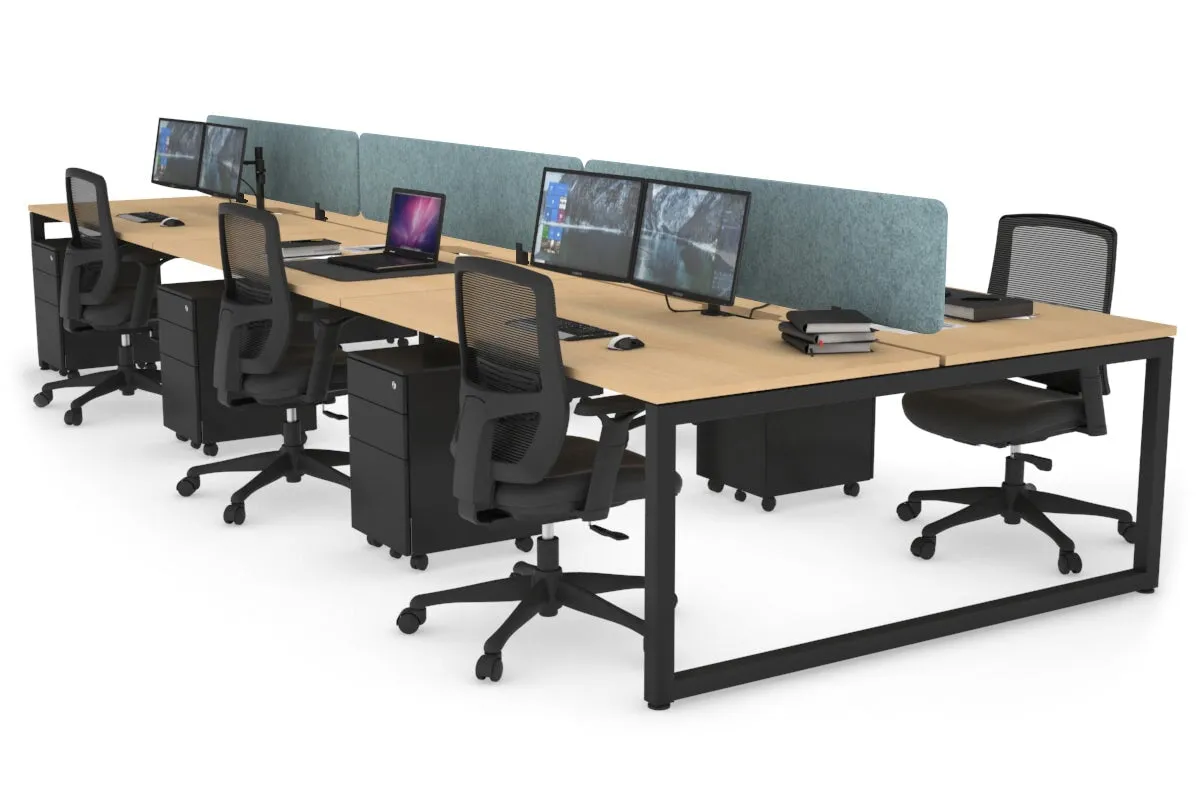 Quadro Loop Legs 6 Person Office Workstation [1600L x 800W with Cable Scallop]