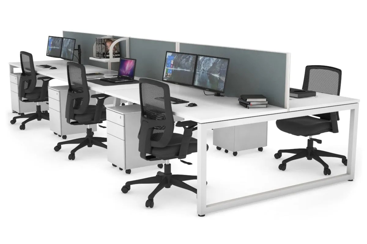 Quadro Loop Legs 6 Person Office Workstation [1600L x 800W with Cable Scallop]