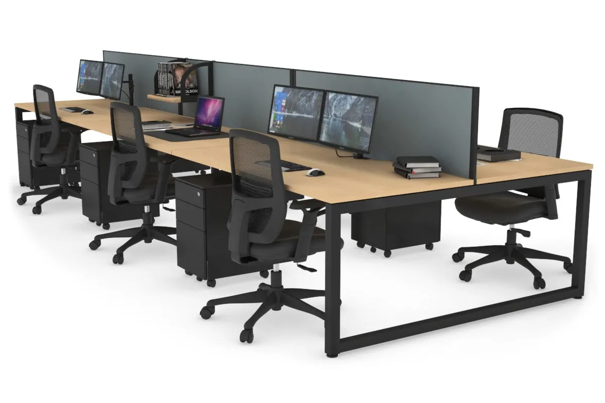 Quadro Loop Legs 6 Person Office Workstation [1600L x 800W with Cable Scallop]