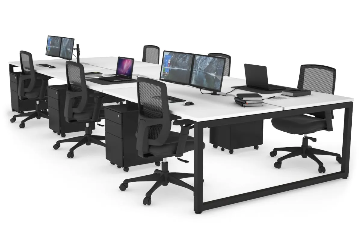 Quadro Loop Legs 6 Person Office Workstation [1600L x 800W with Cable Scallop]