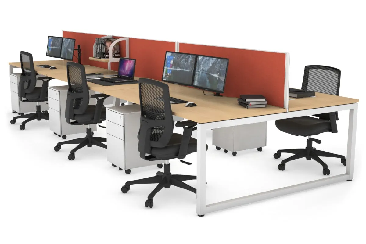 Quadro Loop Legs 6 Person Office Workstation [1600L x 800W with Cable Scallop]