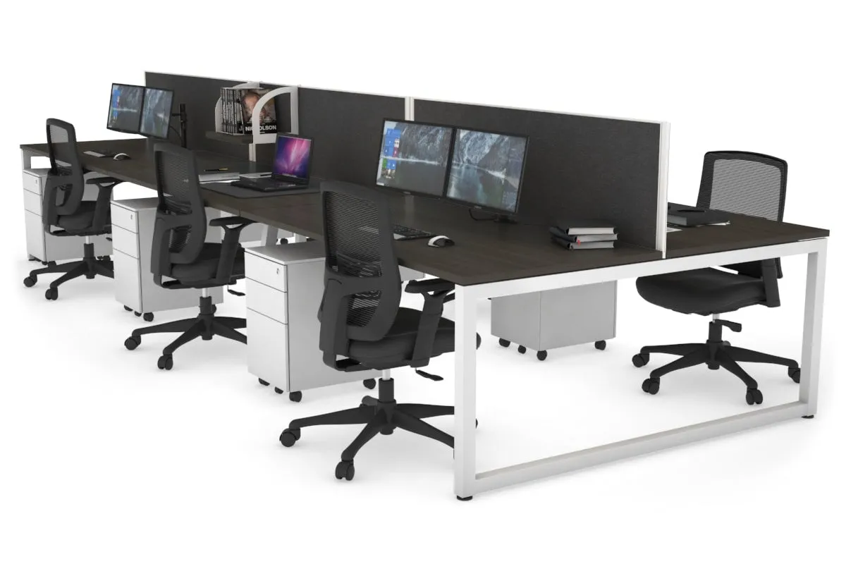 Quadro Loop Legs 6 Person Office Workstation [1600L x 800W with Cable Scallop]