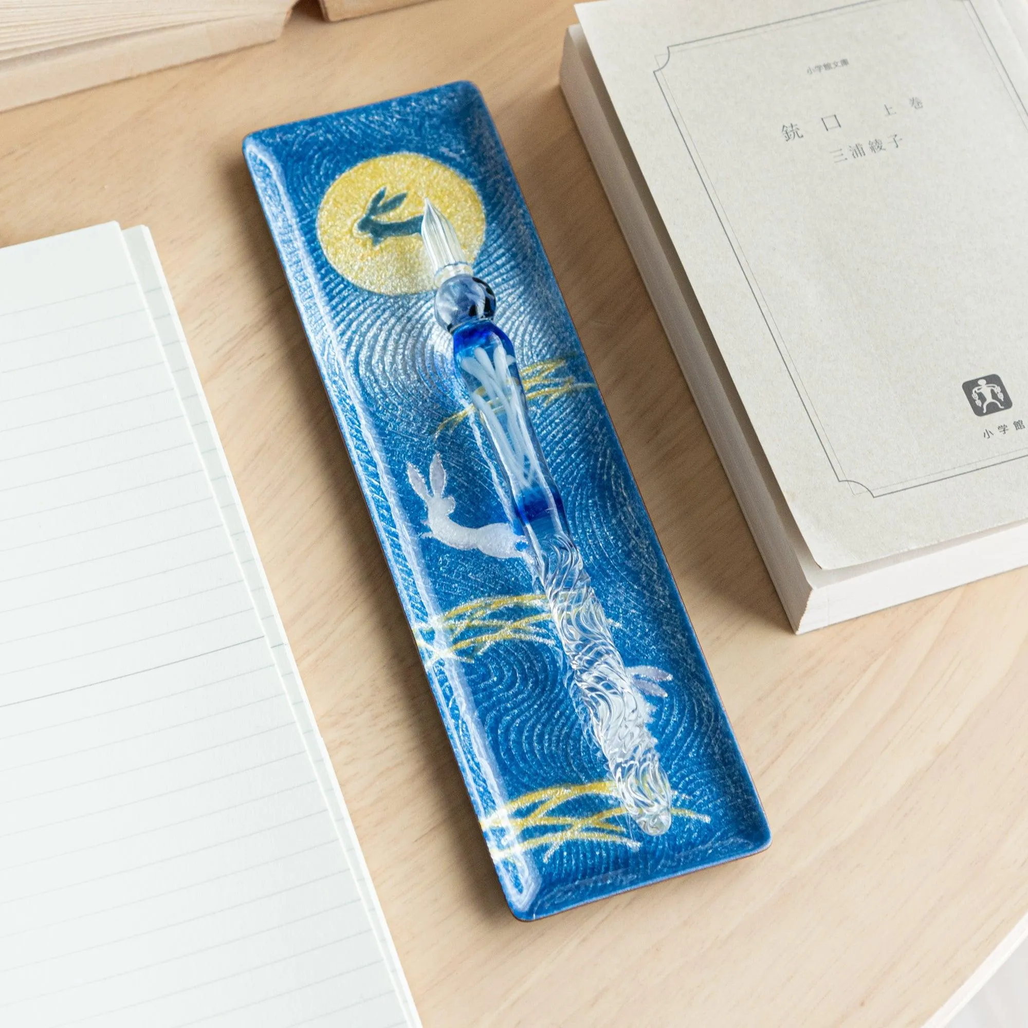 Rabbit Under Moon Shippo Ware Slim Pen Tray