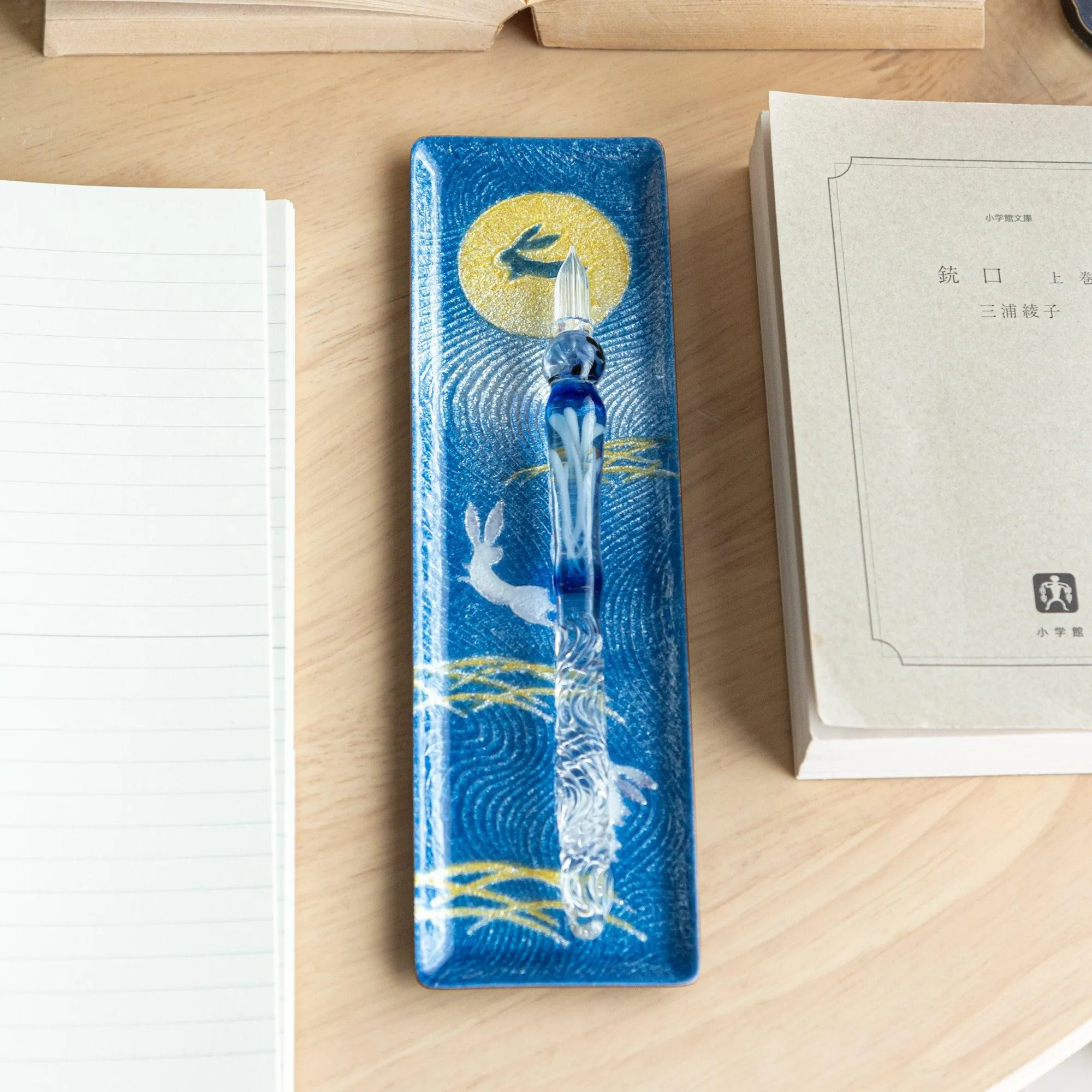 Rabbit Under Moon Shippo Ware Slim Pen Tray