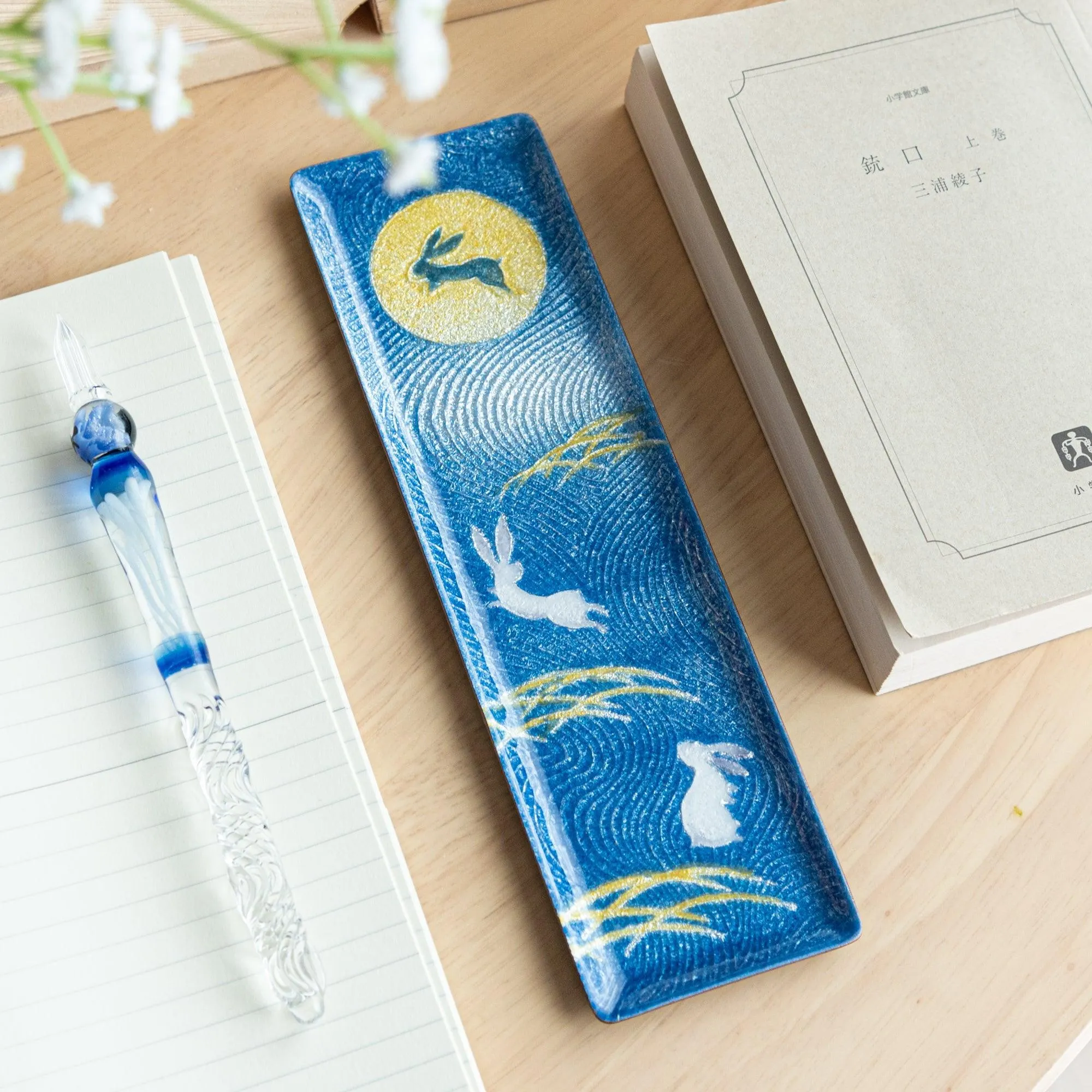 Rabbit Under Moon Shippo Ware Slim Pen Tray