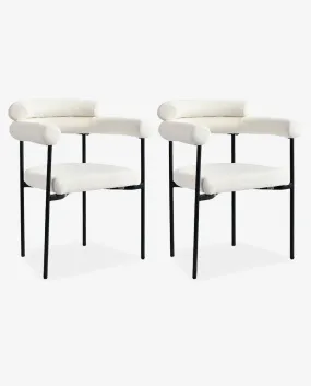 Redding Curved Backrest Boucle Dining Chairs Set of 2