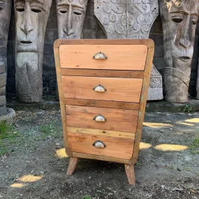 Round Edged Storage Unit with Four Drawers - Recycled Wood