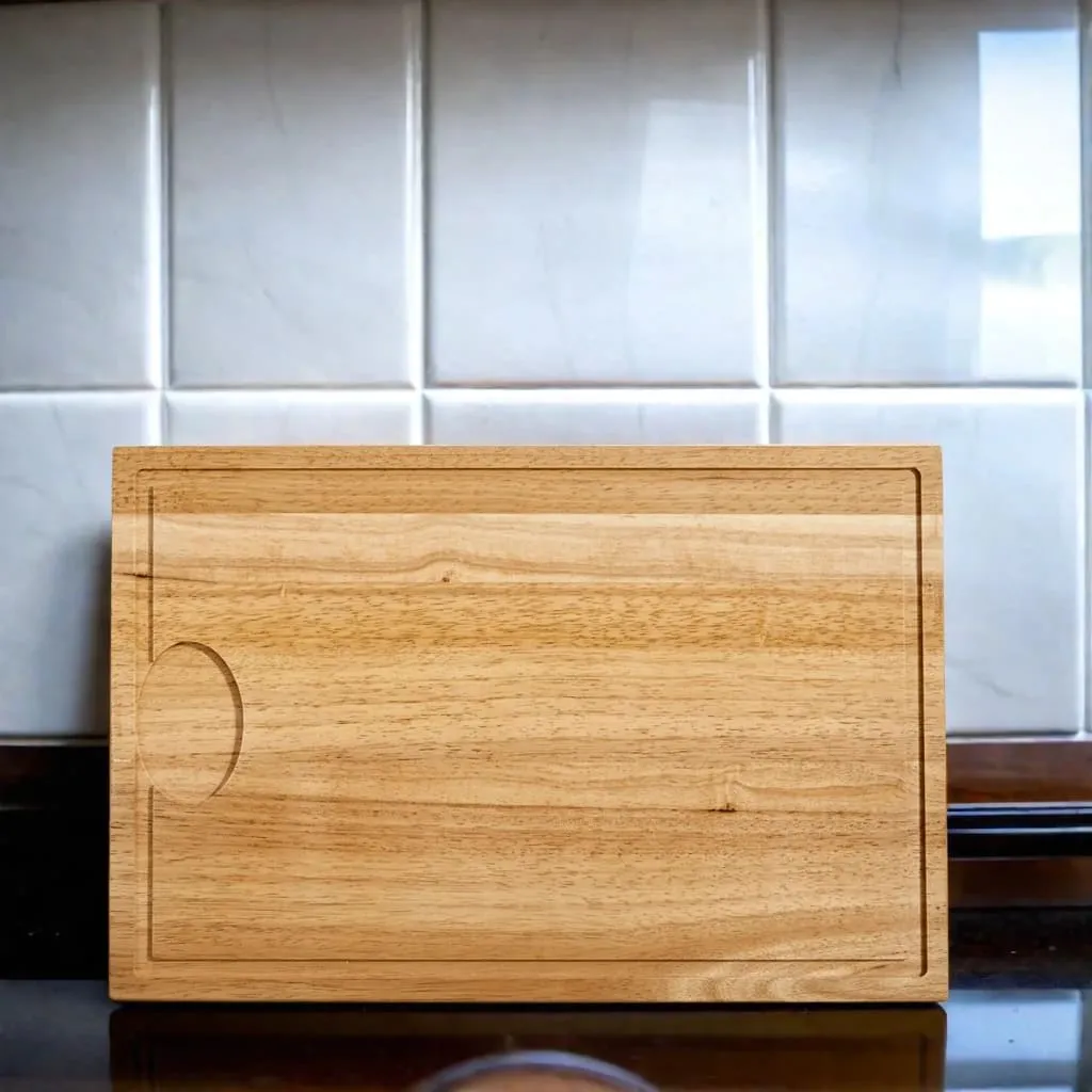 Rubberwood Cutting Board with Well - 18" x 12"